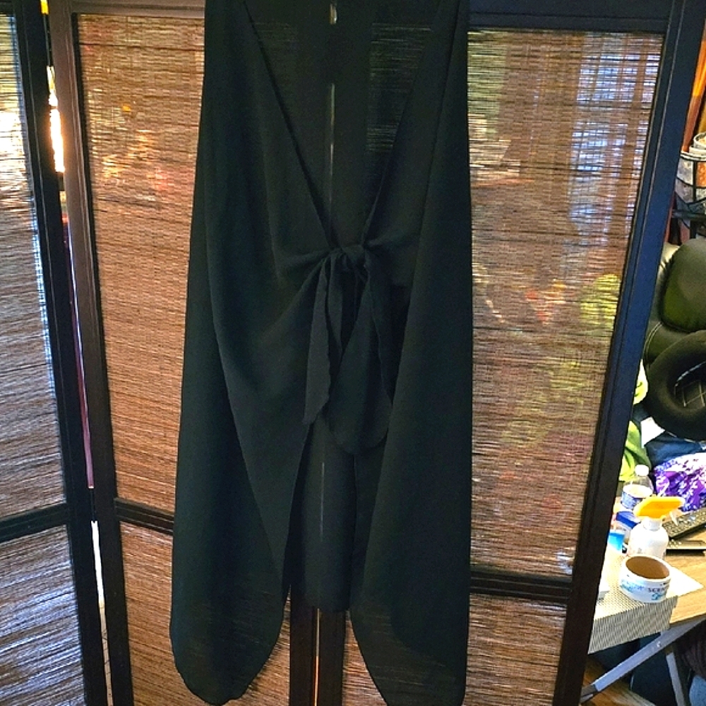 Elegant Long Sheer Black Swim Coverup